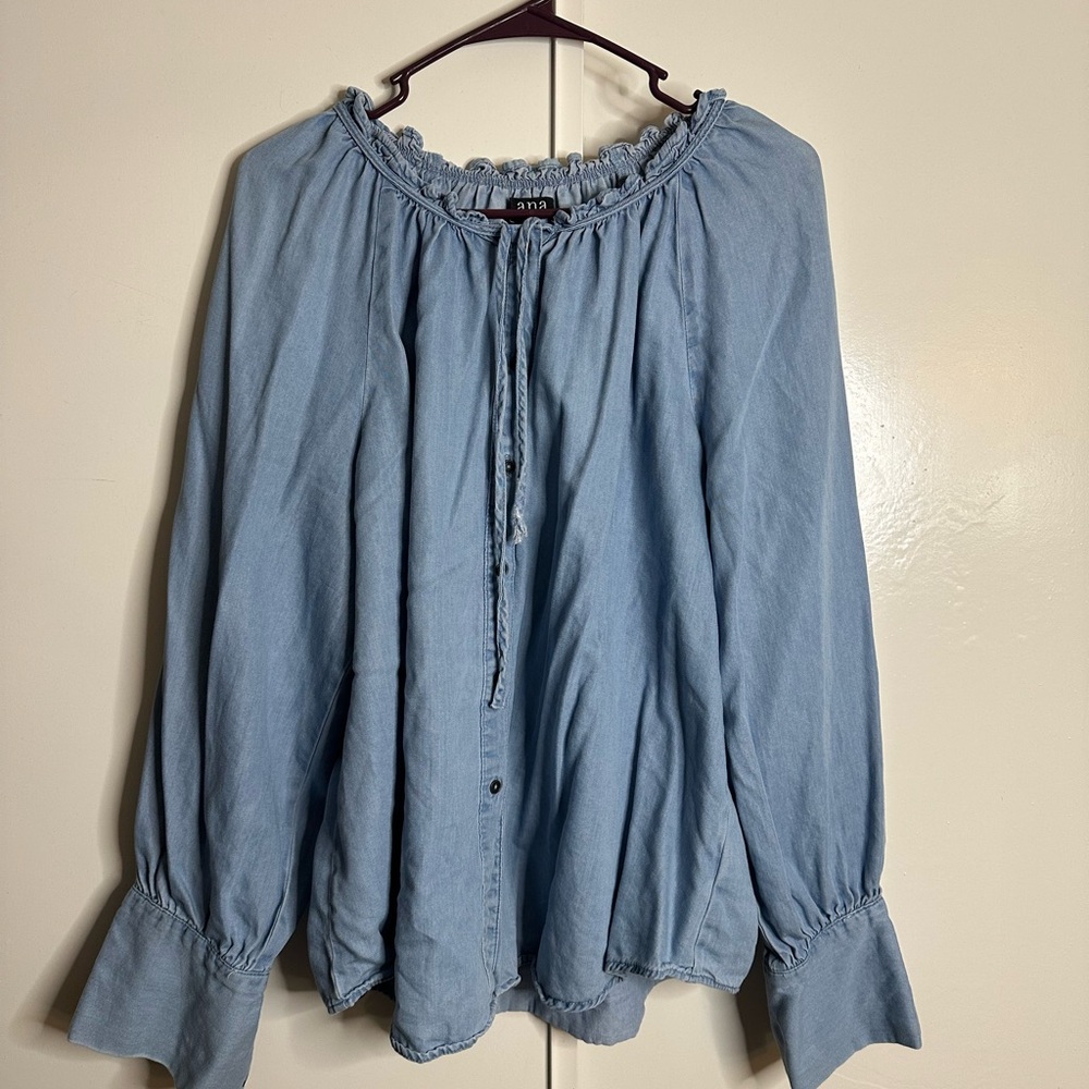 Blue Ruffled Women's Top